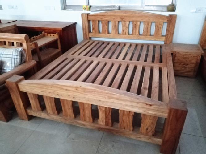 榆木双人床实木18米简约现代卧室家具榫卯结构实木床
